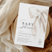 White Bow Baby Dusche Einladung