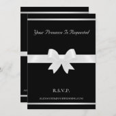 White Bow & Black Classic Wedding Einladung (Vorne/Hinten)