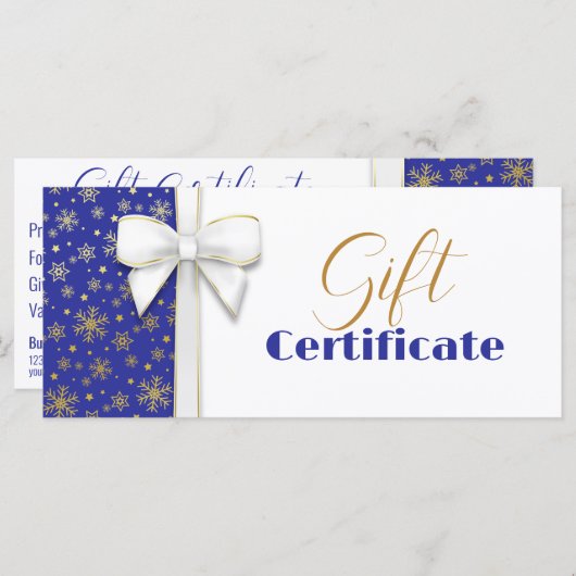 White Bow Blue Luxury Gold Snowflakes (Vorne/Hinten)