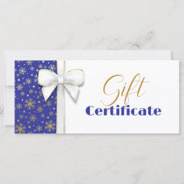 White Bow Blue Luxury Gold Snowflakes