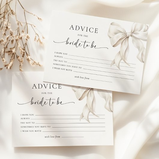 White Bow Brautparty Advertising Card Begleitkarte