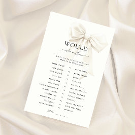 White Bow Brautparty würde eher spielen