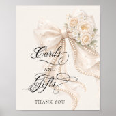 White Bow Bridal Shower Cards and Gifts Poster (Vorne)