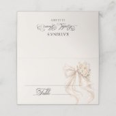 White Bow Bridal Shower Place Card Platzkarte (Außenseite Aufgefaltet)