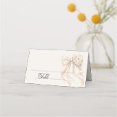White Bow Bridal Shower Place Card Platzkarte (Vorderseite)