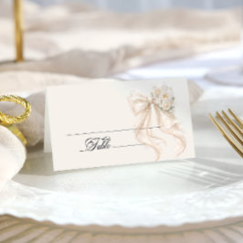 White Bow Bridal Shower Place Card Platzkarte
