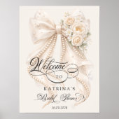 White Bow Bridal Shower Welcome Poster (Vorne)