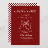 White bow Christmas Holiday Party Invitation Einladung (Vorne/Hinten)