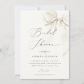 White Bow Elegant Script Classy Chic Bridal Shower Einladung (Vorderseite)
