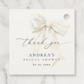 White Bow Elegantes Script Brautparty Vielen Dank Geschenkanhänger (Rückseite)