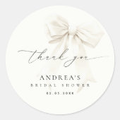 White Bow Elegantes Script Brautparty Vielen Dank Runder Aufkleber (Vorderseite)