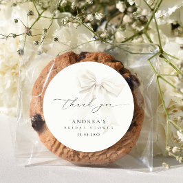 White Bow Elegantes Script Brautparty Vielen Dank Runder Aufkleber