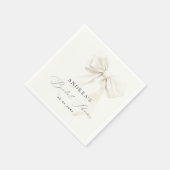 White Bow Elegantes Script Chic Brautparty Serviette (Ecke)