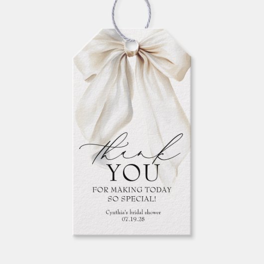 White Bow Favorits Brautparty Vielen Dank Geschenkanhänger (Vorderseite)