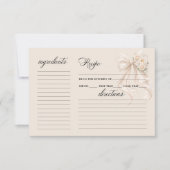 White Bow Floral Bridal Shower Recipe Card (Vorderseite)