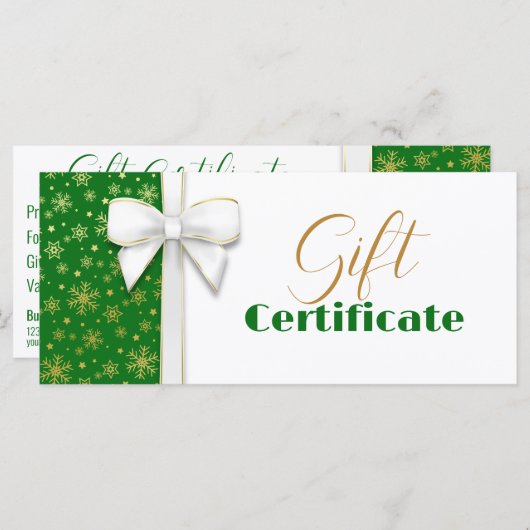 White Bow Green Luxe Gold Snowflakes (Vorne/Hinten)