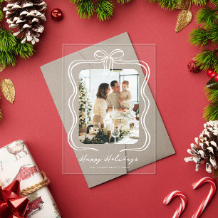 White Bow Illustration Foto Happy Holidays Acryleinladungen