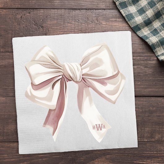 White Bow Monogram Preppy Napkin Serviette