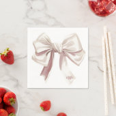 White Bow Monogram Preppy Napkin Serviette (Beispiel)