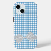 White Bow On Blue Gingham Case-Mate iPhone Hülle (Rückseite)