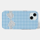 White Bow On Blue Gingham Case-Mate iPhone Hülle (Rückseite (Horizontal))