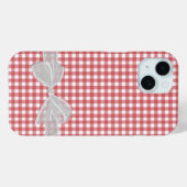 White Bow On Red and White Gingham Case-Mate iPhone Hülle (Rückseite (Horizontal))