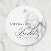 White Bow Pearls Brautparty Geschenkanhänger (Vorderseite)