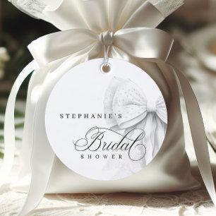 White Bow Pearls Brautparty Geschenkanhänger