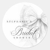 White Bow Pearls Brautparty Runder Aufkleber (Vorderseite)