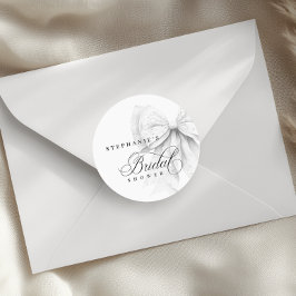 White Bow Pearls Brautparty Runder Aufkleber