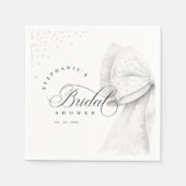 White Bow Pearls Brautparty Serviette (Vorderseite)