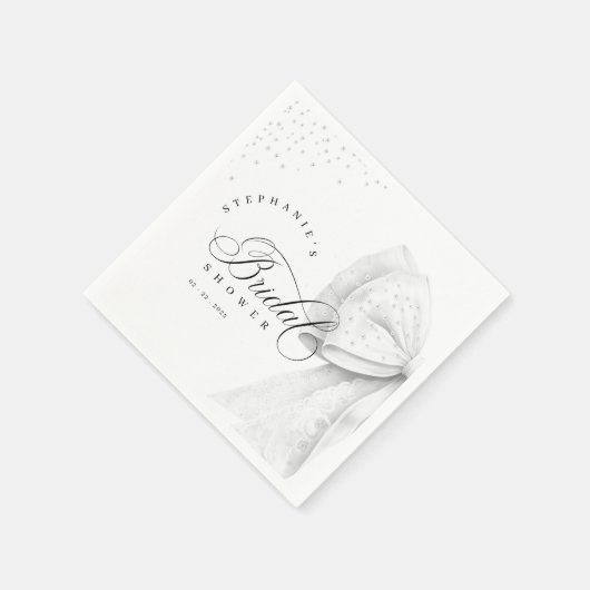 White Bow Pearls Brautparty Serviette (Ecke)