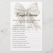 White Bow Pearls Couple Trivia Brautparty Spiel (Vorderseite)