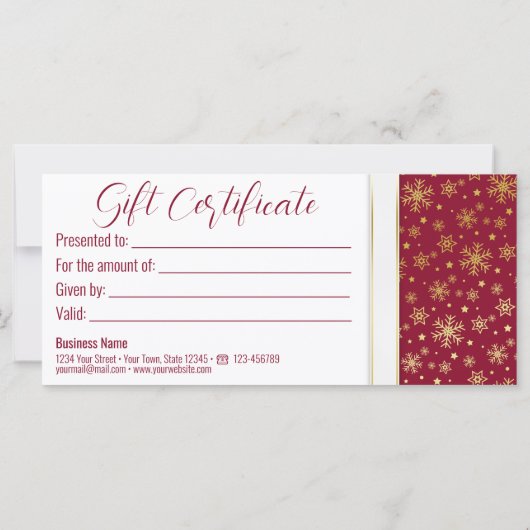 White Bow Red Luxury Gold Snowflakes (Rückseite)