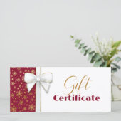 White Bow Red Luxury Gold Snowflakes (Stehend Vorderseite)