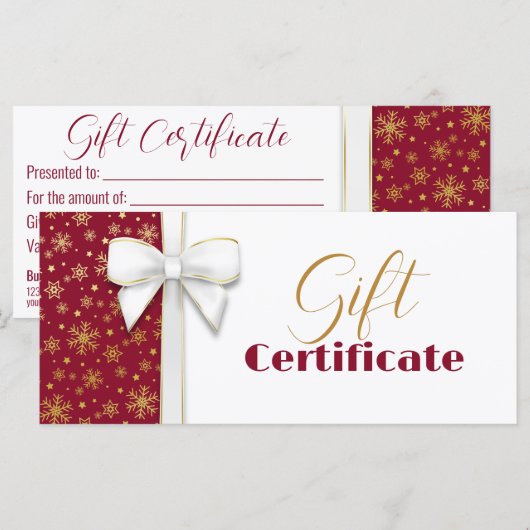 White Bow Red Luxury Gold Snowflakes (Vorne/Hinten)