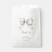 White Bow Ribbon Vintag Baby Dusche Geschenktütchen (Vorderseite)