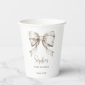 White Bow Ribbon Vintag Baby Dusche Pappbecher (Vorderseite)