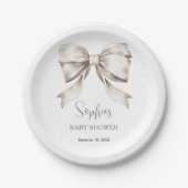White Bow Ribbon Vintag Baby Dusche Pappteller (Vorderseite)