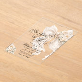 White Bow She's Tying the Knot Bridal Shower Acryleinladungen (Ablage )