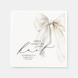 White Bow She's Tying the Knot Bridal Shower Serviette