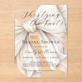 White Bow Sie bindet das Brautparty des Knotens Acryleinladungen (Vorderseite)