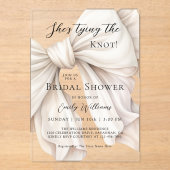 White Bow Sie bindet das Brautparty des Knotens Acryleinladungen (Vorderseite)