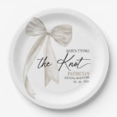 White Bow Sie bindet das Brautparty des Knotens Pappteller (Vorderseite)