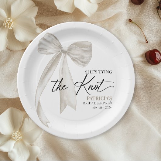 White Bow Sie bindet das Brautparty des Knotens Pappteller