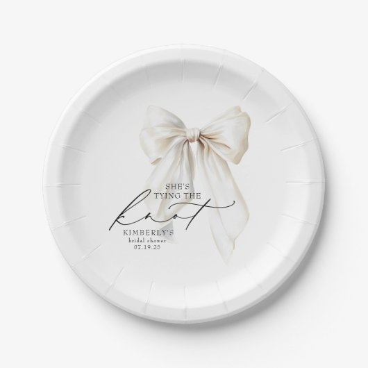 White Bow Sie bindet das Brautparty des Knotens Pappteller (Vorderseite)