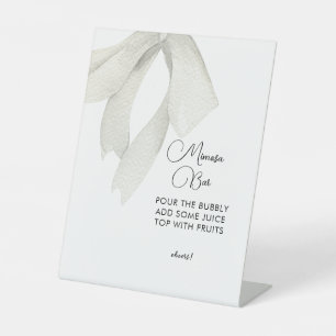 White Bow Sie bindet das Knot-Mimosa-Bar-Zeichen Sockelschild