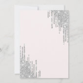 White Bow Silver Glitter Drips Quinceañera Einladung (Rückseite)