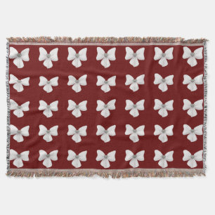White Bow Throw Blanket Decke