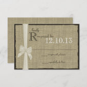 White Bow und Burlap-Hochzeitsreaktion RSVP Karte (Vorne/Hinten)